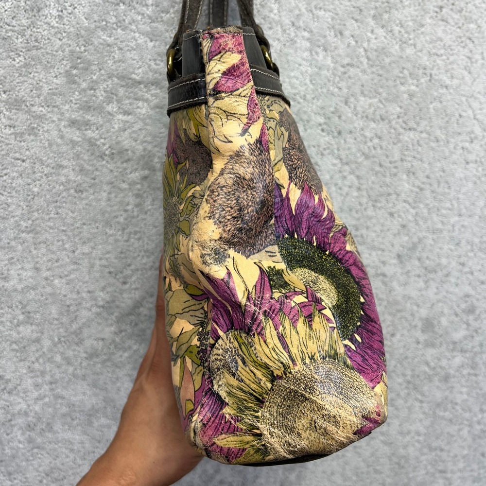 Patricia Nash Tote Shoulder Bag Sunflower Leather Top Handle Floral Beet P53201 - Picture 15 of 16